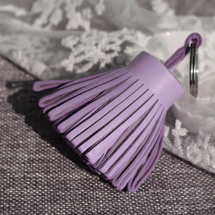 B VIOLET Известный бренд, роскошный модный подлинный кожаный брелок с кисточкой для ключей, автомобильный брелок для ключей, женская сумка, подвеска на рюкзак - Цвет: B VIOLET
