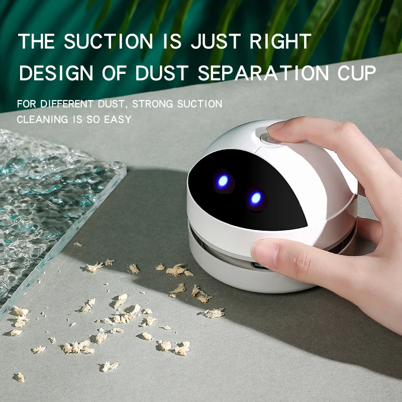 Cute Mini Vacuum Cleaner Automatic Portable USB Charging Desktop Sweeping Robot for Home Office School Keyboard Desktop Cleaning