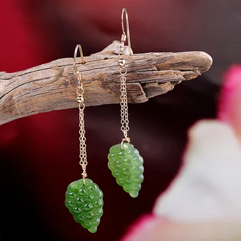 

deserve to act the role of earrings wholesale gold-plated S925 pure silver ornaments women's long hetian jade pendant