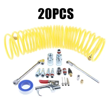 

20pcs/Set Yellow Stainless Steel Dust Blow Hose Gauge Air Compressor Fittings Attachment Pneumatic Tools