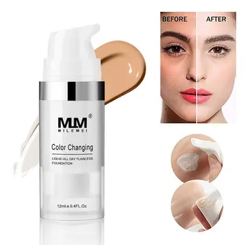 

Concealer Cover Cream Colour Changing Foundation Makeup Warm Skin Tone Foundation liquid Base Moisturizing HJL2019