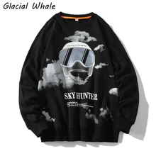 

GlacialWhale Crewneck Sweatshirt Men Fashion New Hip Hop Oversized Japanese Streetwear Black Hoodie Men Sweatshirts Hoodies Male