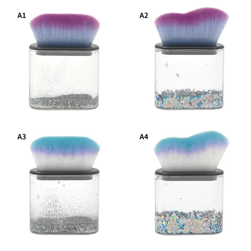 Transparent Crystal Empty Handle Blush Brush Soft Comfortable Blusher Brush With Sequins Glitter 1pc