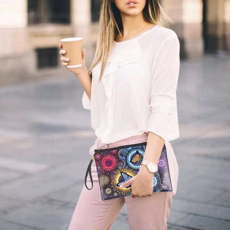 Handbag DIY Special Shaped Diamond Painting Wristlet Wallet Women Clutch Makeup Organizer Storage Bag Embroidery Christmas Gift