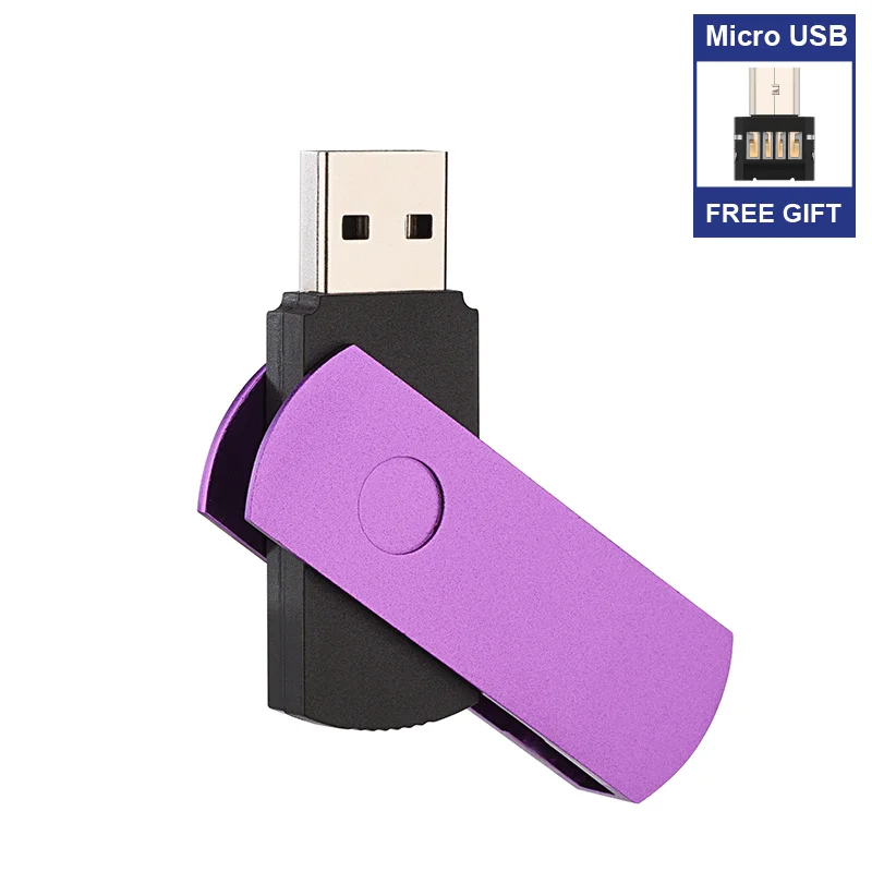 Подарочный Micro usb-адаптер флеш-накопитель для смартфона/ПК 32 Гб 64 Гб 128 ГБ Флешка usb-накопитель для внешнего хранения данных - Цвет: Purple-Micro USB
