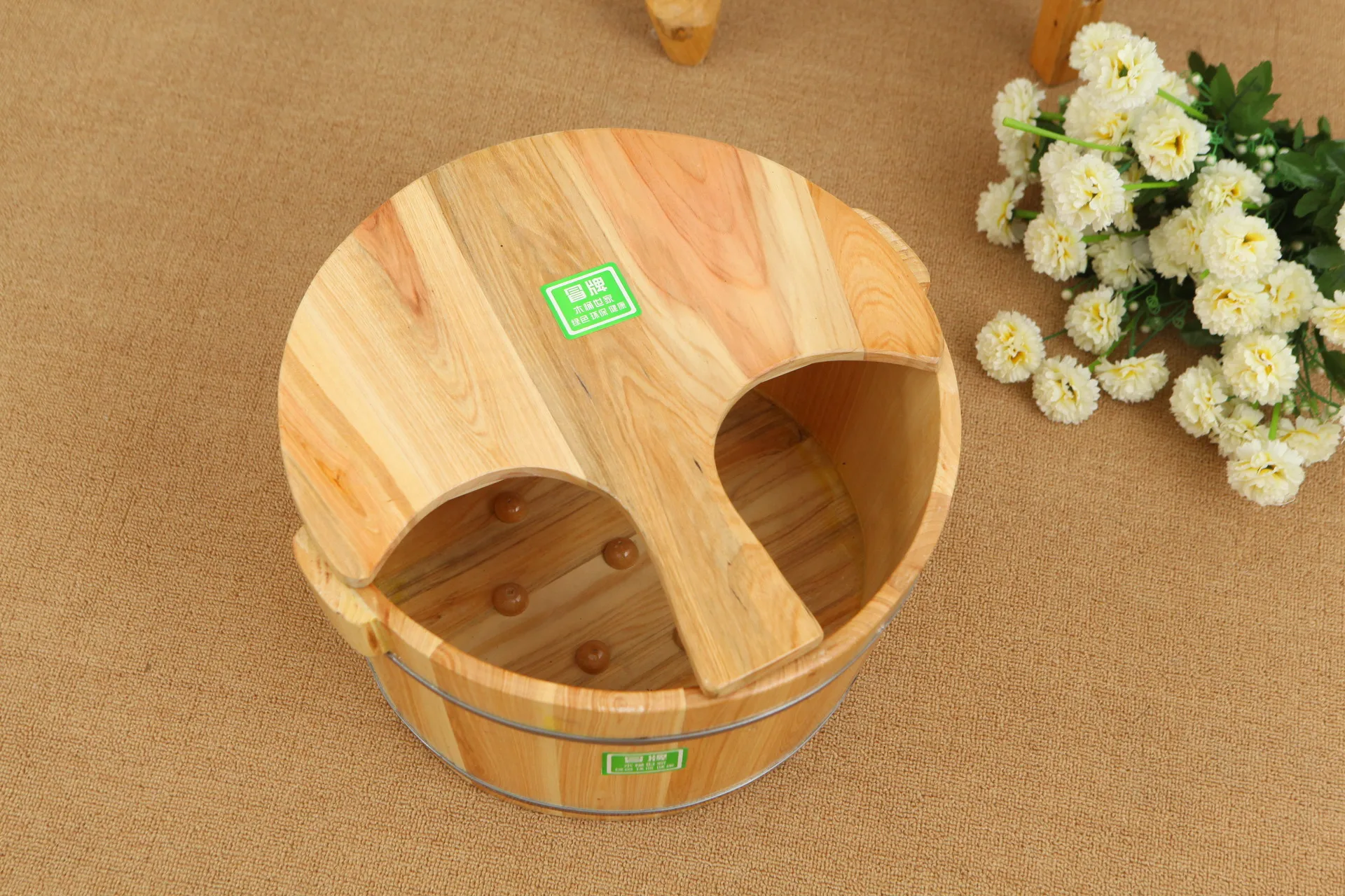 New 21 Cm Solid Wood Foot Bath Barrel Health-preserving Foot-soaking Spa Pedicure Foot Massage Household Heated Foot Bath