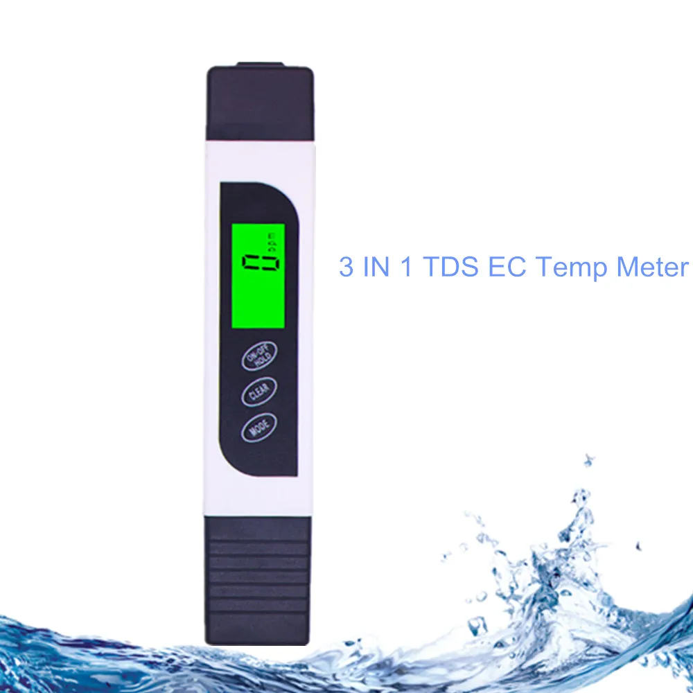 3 в 1 TDS EC измеритель температуры портативный 0~ 9990 ppm тестер качества воды монитор для аквариума, бассейна, питьевой воды