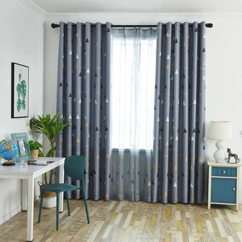

Grey Geometric Custom Curtain Contracted Contemporary Curtains for Living Room Bedroom Shading Nordic Style Drapes