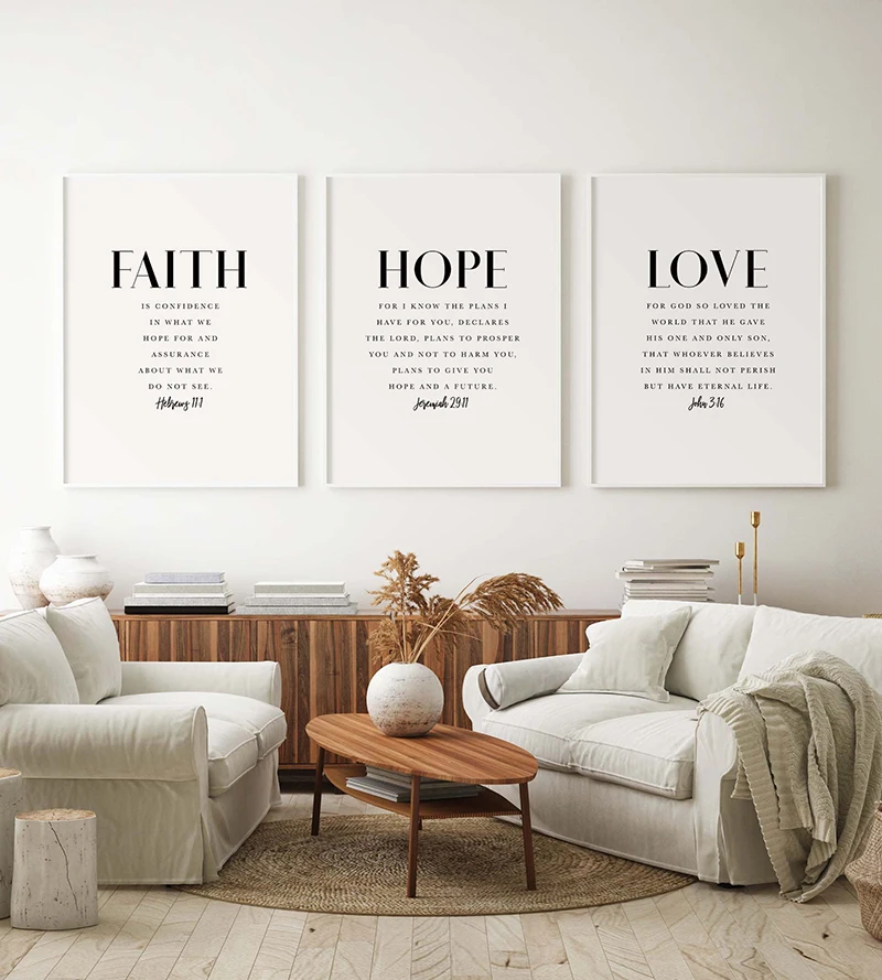 Modern-Faith-Hope-Love-Christian-Decor-3-Piece-Bible-Verse-Wall-Art-Scripture-Quote-Hebrews-11