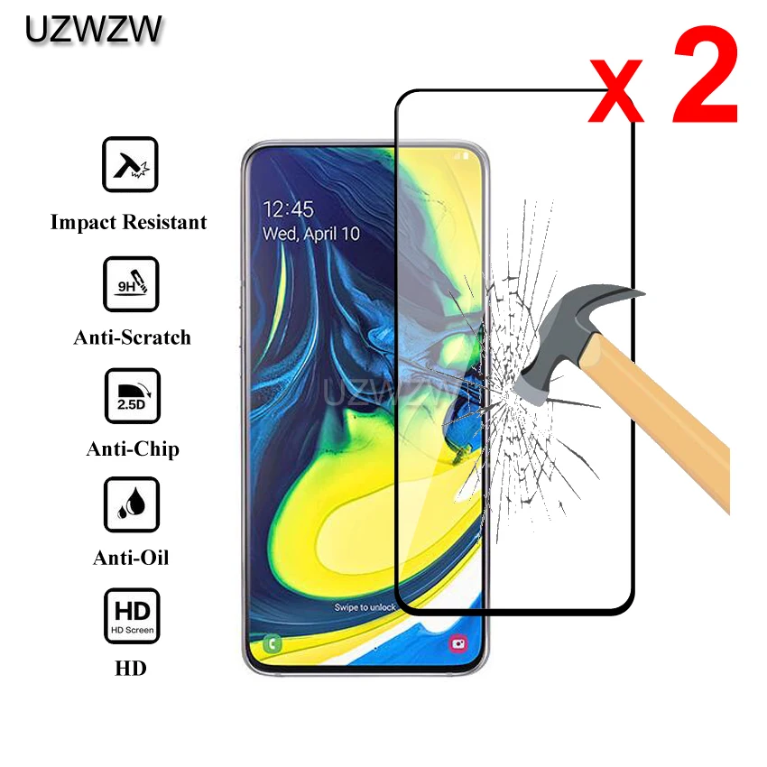 2 шт закаленное стекло для samsung Galaxy A80 A90 полное покрытие 0,26 мм защитное закаленное стекло для экрана для samsung Galaxy A80 A90
