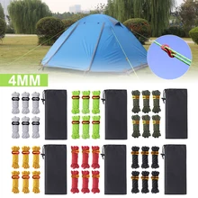 Hot 6pcs 4 Meters Dia.4mm 12 Stand Cores Parachute Cord Lanyard Outdoor Camping Rope Climbing Hiking Survival Equipment Tent