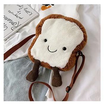

2019 New Cute Crossbody Bag bolsa feminina Toast Bread Diagonal Bag sac main femme Plush Expression Shoulder Bag bolsos Sac #C8