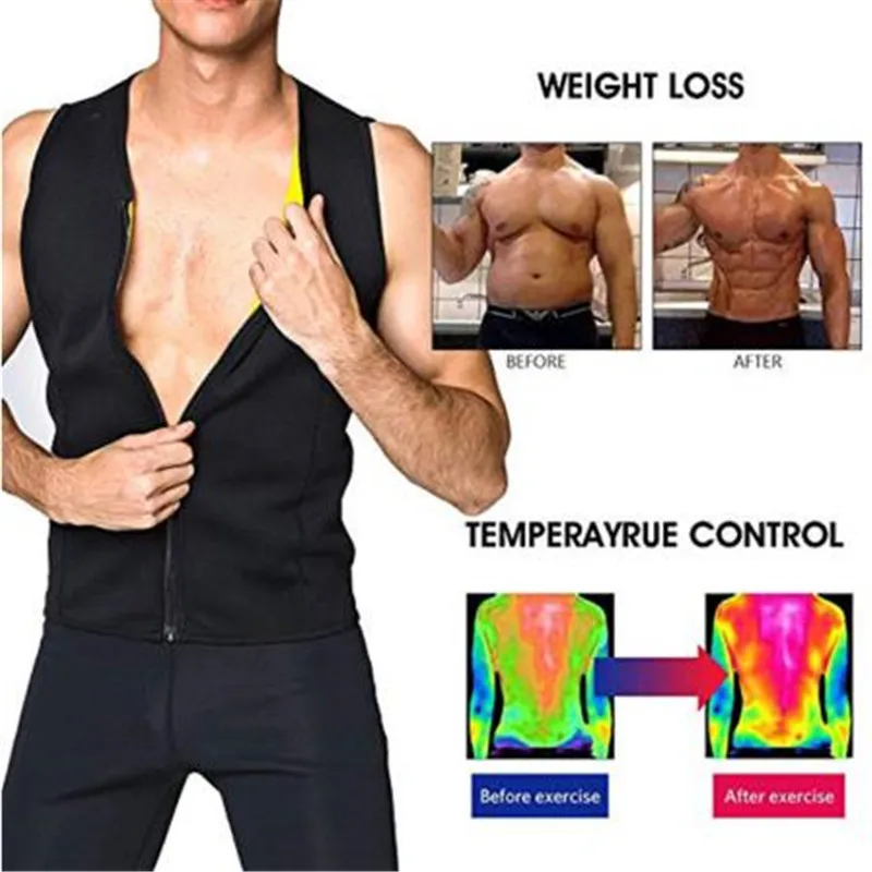 

2020 Men Waist Trainer Vest For Weightloss Hot Neoprene Corset Body Shaper Zipper Shapewear Slimming Belt Belly Men