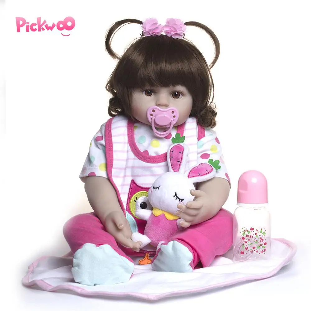 Pickwoo 18 дюймов 48 см bebes кукла-реборн для маленьких девочек Мягкие силиконовые куклы Boneca reborn Brinquedos Bonecas подарки на день детей игрушки