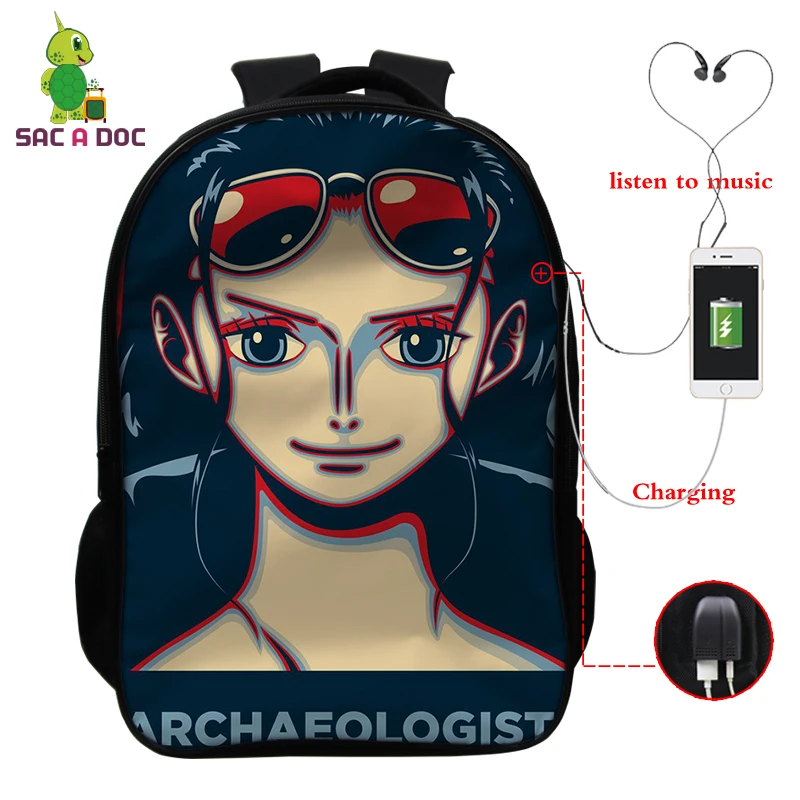 Mochila аниме один кусок рюкзаки многофункциональный USB зарядка латоп рюкзак школьные сумки для подростков девочек мальчиков путешествия рюкзак - Цвет: 6