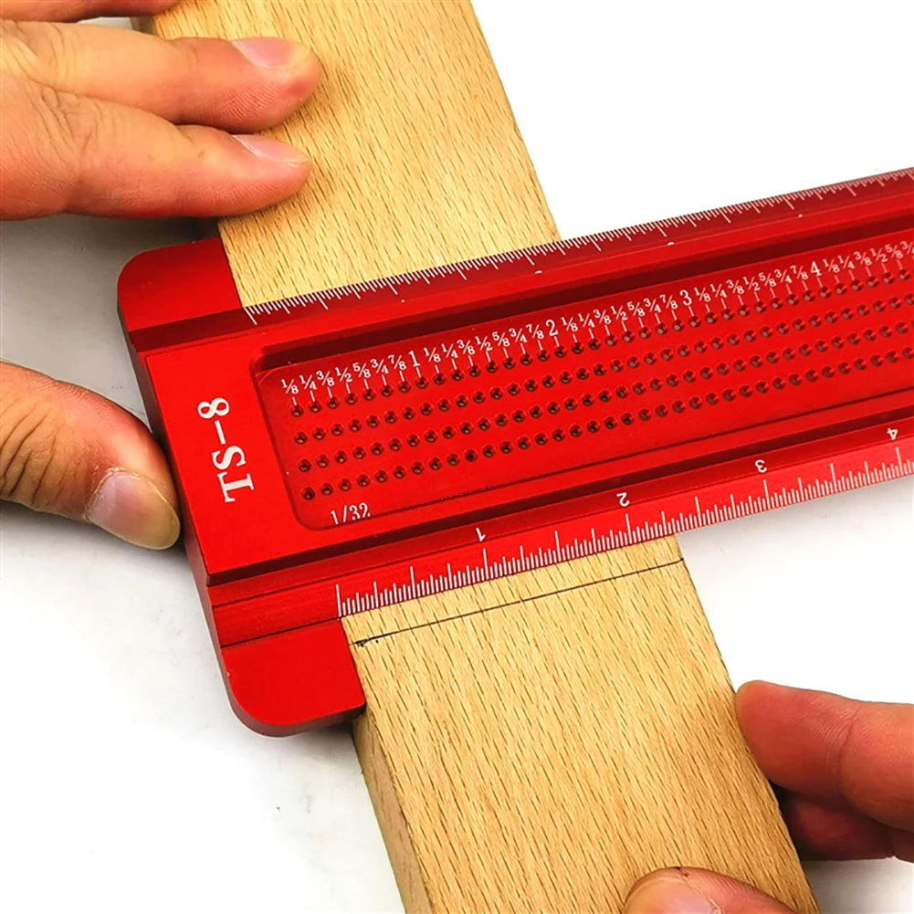 T-type Crossed Ruler Hole Scribing Measuring Wood Gauge Woodworking Scriber Tool 