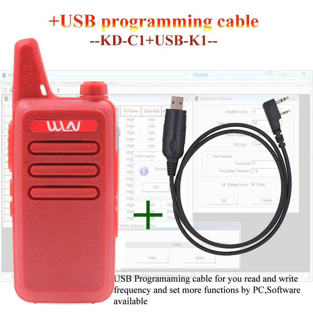 Add a cable WLN KD-C1 рация UHF 400-470 МГц 16 канальный мини-портативный приемопередатчик радиостанции WLN - Цвет: Add a cable