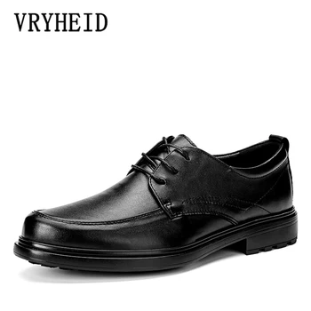 

VRYHEID New Men Dress Shoes Genuine Leather Black Wedding Shoes Oxford Formal Shoes High Quality Derby Shoes Men Business Casual