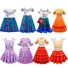 

2022 Magic Full House Glamour Mirabel Movie Girl Printing Ballet Dress Cosplay Costume Summer Kids New Arrival Party Dresses