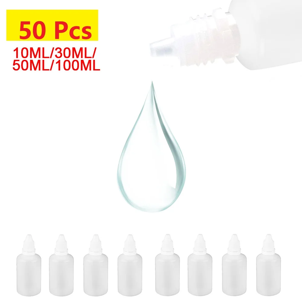 10-50 pces 10 100 ml olho líquido plástico vazio squeezable conta-gotas garrafas amostra gota recarregável garrafa viagem recipiente plástico