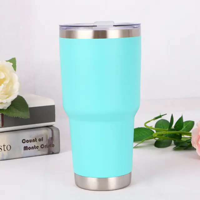 30oZ 1000ml Tumbler Vacuum Double Wall Insulation Travel Coffee Mug Insulated Stainless Steel Thermal Cup Water Bottle Light Blue