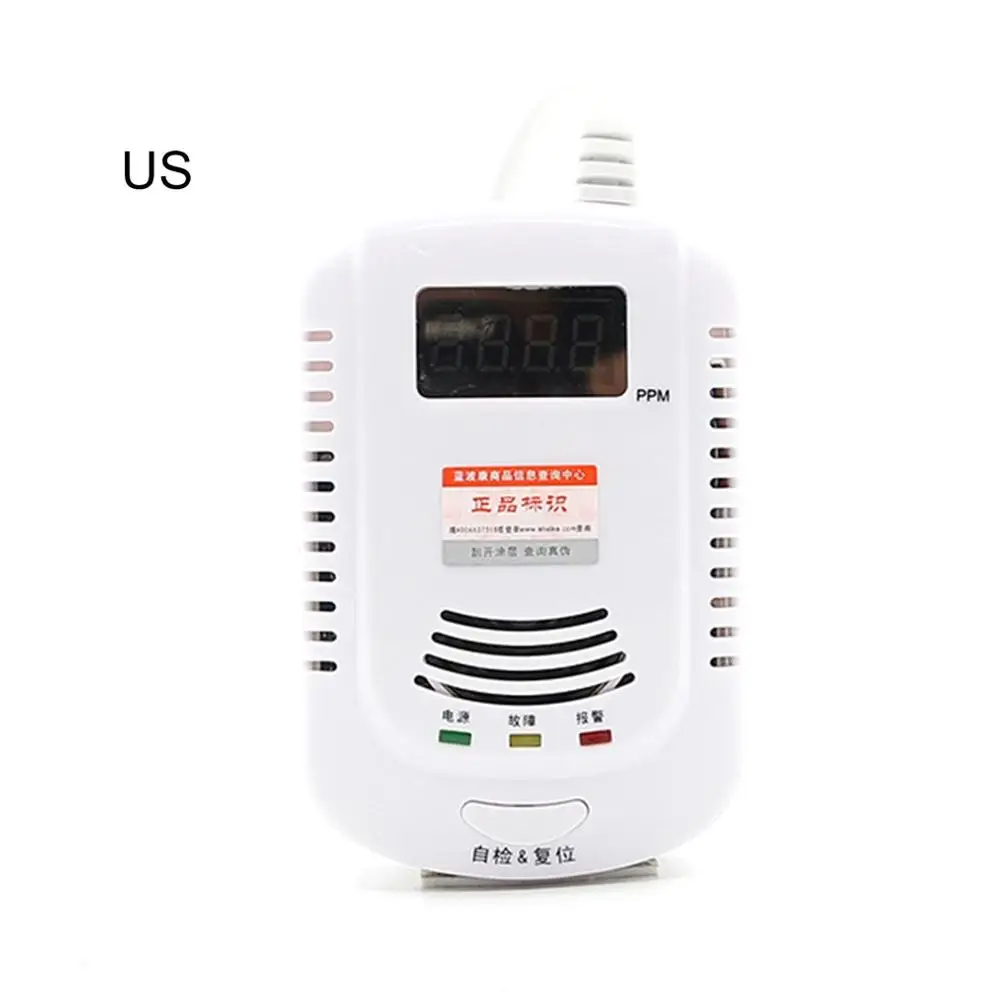 

US/EU Plug Domestic Natural Gas Voice Alarm Without Battery Combustible Gas Detector Independent Natural Gas Leak Detector Wired
