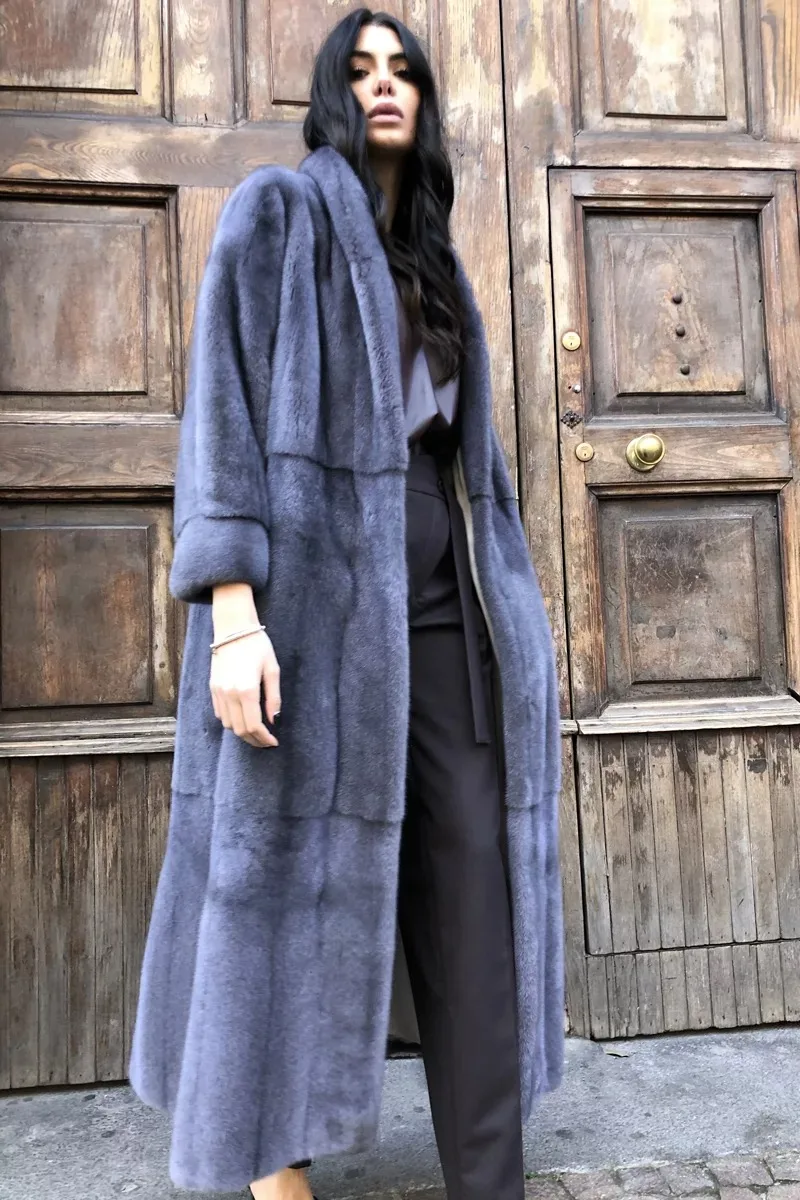 FURSARCA 2021 New Natural Mink Fur Coat Genuine Luxury Woman Long Coats High Quality Elegant Solid Color Real Fur Outerwear