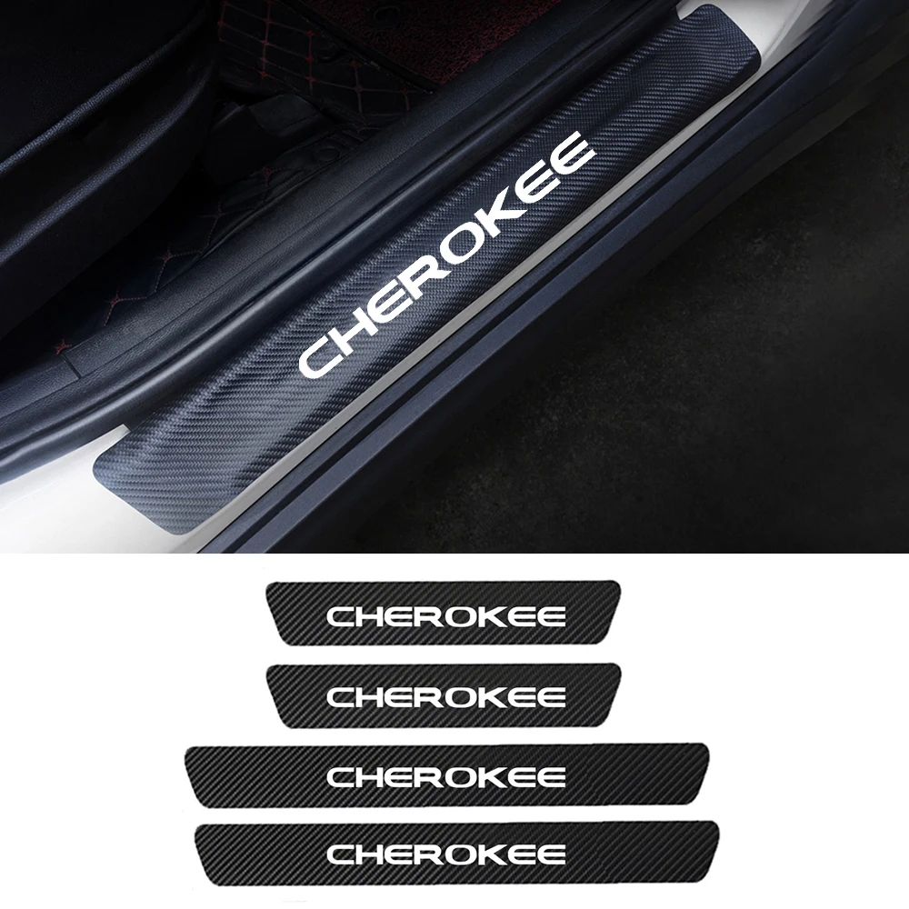 

Car Door Sill Sticker For Jeep Wrangler JK JL TJ Cherokee XJ KL Renegade Compass Patriot 2018 2019 2020 PU Leather Accessories