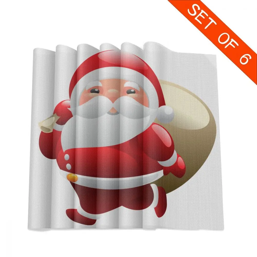 Столовые приборы для обеденного стола CoastersSanta Clause рождественские индивидуальные полиэфирные чашки кофе настольные коврики для кухни 6 шт. домашний декор