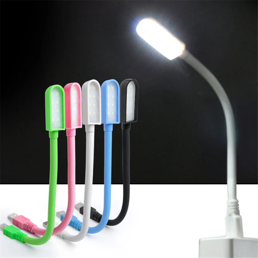 

USB DC5V Mini Night Light 25CM 8 Led Chips Portable Bedside Desk Lamp Flexible Neck for Power Bank Notebook Computer(6000K)