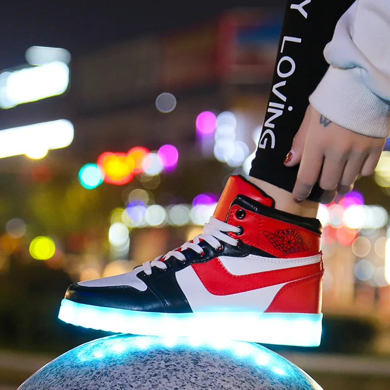 Size 35-44 Mens & Womens Luminous Sneakers with Light Up sole USB Charging Glowing LED Shoes for Children Sneakers With Lights