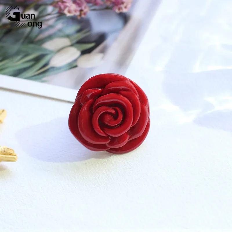 Finger Ring Acrylic Rose Flower Women's Ring for Teen Girls Fashion Jewelry