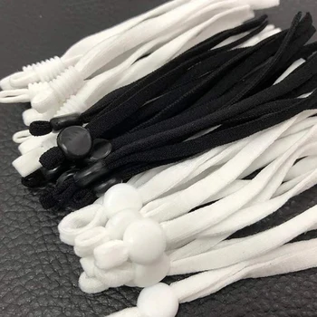 

100 Pcs Sewing Elastic Band Cord with Adjustable Cotton Buckle Stretchy Mask Earloop Lanyard Earmuff Rope DIY Making Supplies
