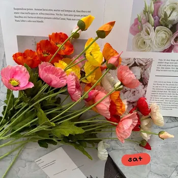 

Export Top Grade Model Poppy 4-Head Establish Wool Corn Poppy Wedding lu yin hua Model Artificial Flower