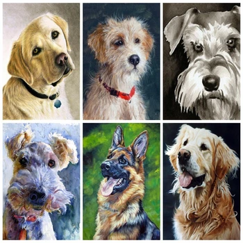 

AZQSD 5D Diamond Painting Dog Cross Stitch DIY Home Decoration Diamond Embroidery Sale Animal Handmade Gift Full Square