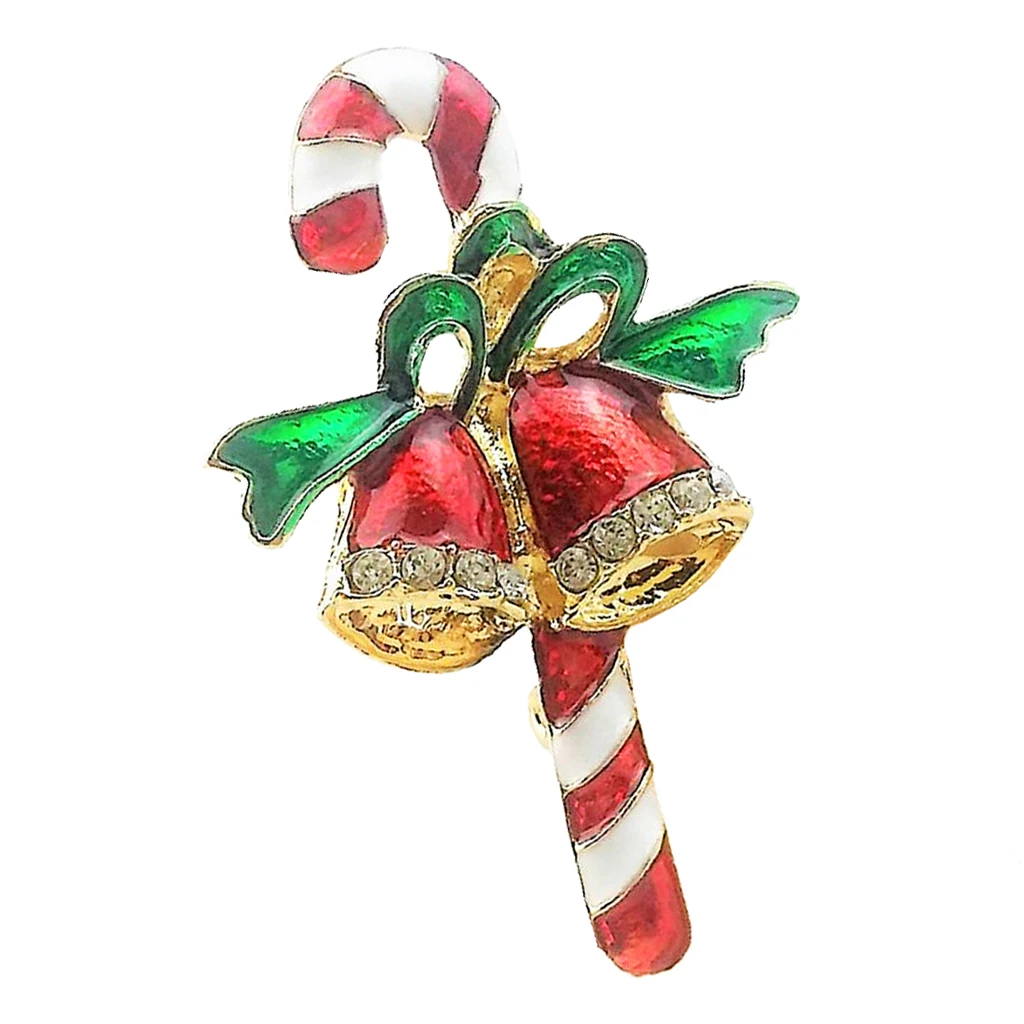 Cartoon Christmas Brooch Lapel Pin Enamel Christmas Themed Walking Stick