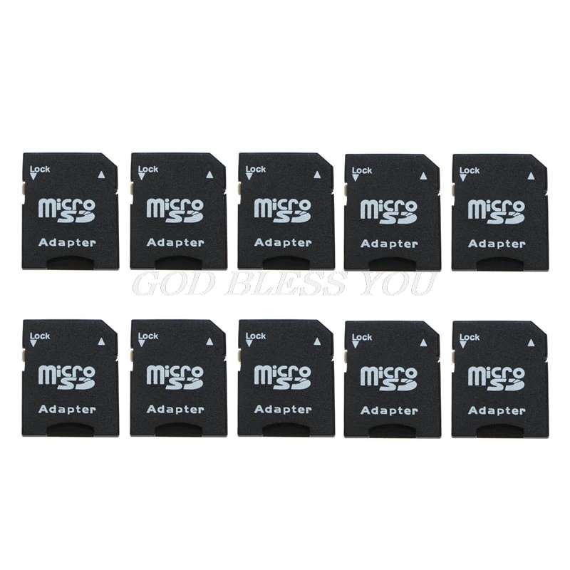 

10Pcs Micro SD TransFlash TF To SD SDHC Memory Card Adapter Converter Black