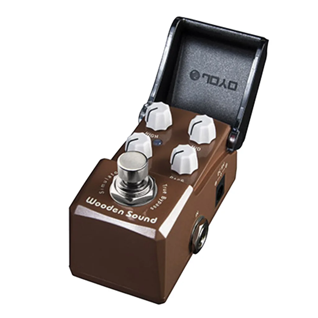 

Metal Wooden Sound Simulation Electric Guitar Effect Pedal Effector Mid Bass High Volume Control Knob Brown