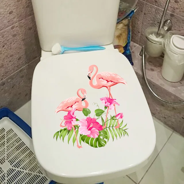 Zttzdy 22,6 Cm × 23,5 Rajzfilm Flamingo Otthoni Falmatricák Klasszikus Fürdőszoba Wc-Dekoráció T2-0753 - Image 4