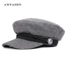 Новинка, одноцветные шапки в стиле милитари для мужчин и женщин, Берет шерстяной, повседневная Кепка с плоской подошвой, винтажная Женская кепка в стиле Newsboy, кепка s Dad Bone