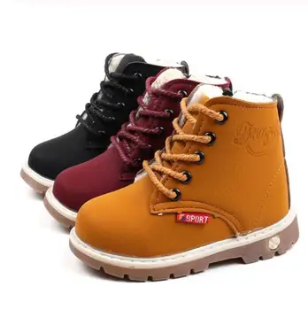 

New Spring Martin Boots Children Casual Shoes Boys Shoes Fashion Leather Soft Antislip Girls Boots EU 21-30 Sport Running Shoes