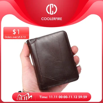 

Purse For Men Genuine Leather Men's Wallets Thin Male Wallet Card Holder Cowskin Soft Mini Purses PJ001