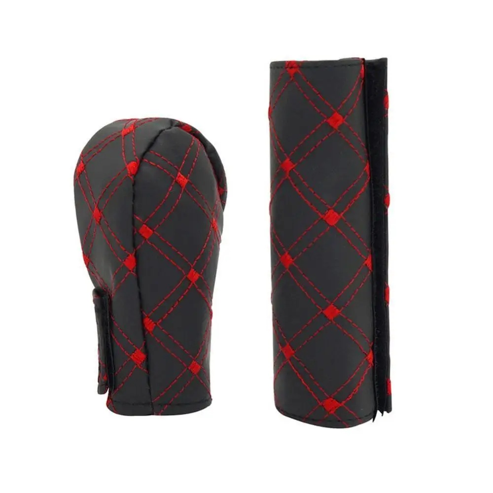 

2Pcs Universal Manual Gear Shift Collars Car Wine Series Handbrake Grip Car Hand Brake Covers Case