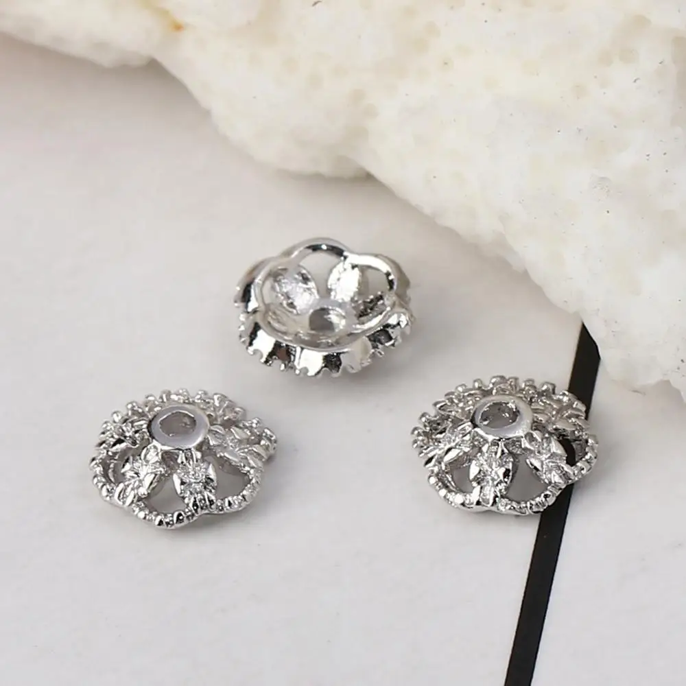DoreenBeads медные бусины шапки цветок Золото Серебро Цвет ювелирные изделия амулеты «сделай сам»(подходит Размер бусин: 8 мм диаметр.) 7 мм x 7 мм, 10 шт