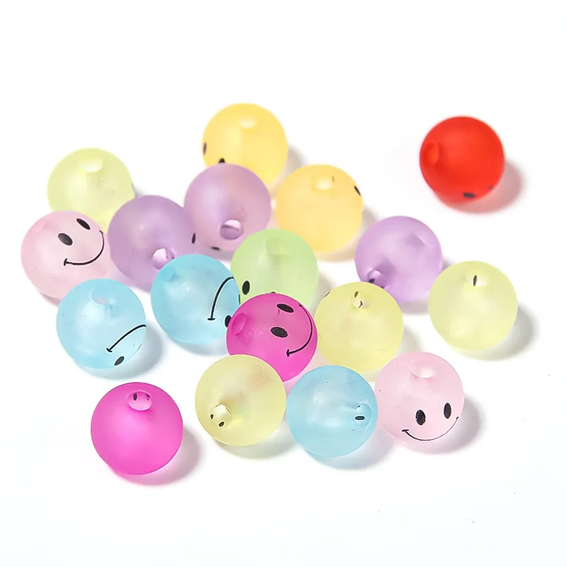 

50pcs/lot Mix Colors 8/10/12/14mm Acrylic Beads Round Smile Face Spacer Charm Beads Fit For Bracelet Necklace Diy Jewelry Making