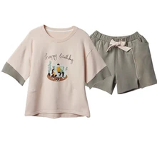 Женское сексуальное нижнее белье, тонкая Пижама, платье размера плюс, круглый вырез, с принтом, бант, широкая сосна, дышащая Пижама, набор, костюмы