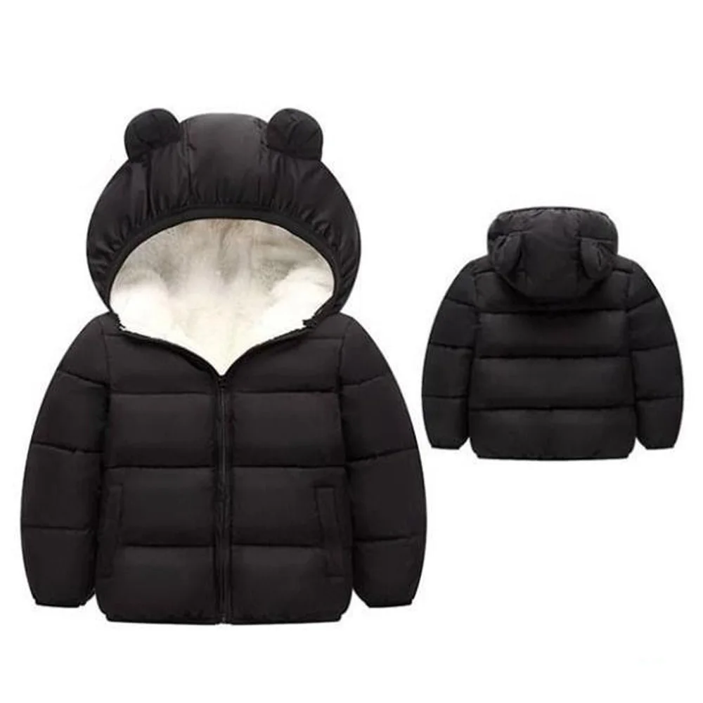 Зимняя одежда для маленьких девочек и мальчиков теплые зимние детские спортивные парки куртки унисекс с капюшоном и медвежьими ушками пальто с хлопковой подкладкой От 0 до 3 лет