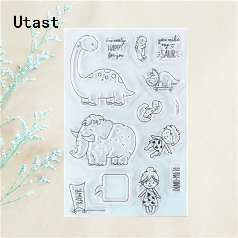 

Primitive Dinosaur Clear Silicone Stamps /Transparent Rubber Stamp for DIY Scrapbooking /Photo Album Decorative Craft Making