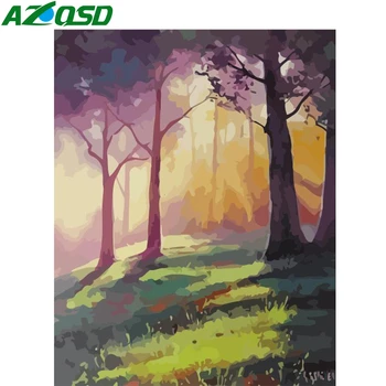 

AZQSD Paint By Number Canvas Kits Tree Acrylic Paint Home Decoration Coloring By Numbers Landscape Unique Gift For Adults