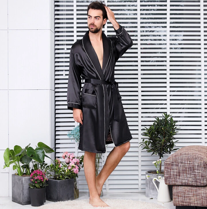 Goocheer/мужской халат с шортами, 2 предмета, шелковое кимоно, Мужской Шелковый Атласный халат, домашняя одежда, домашний халат, сексуальный мужской Халат